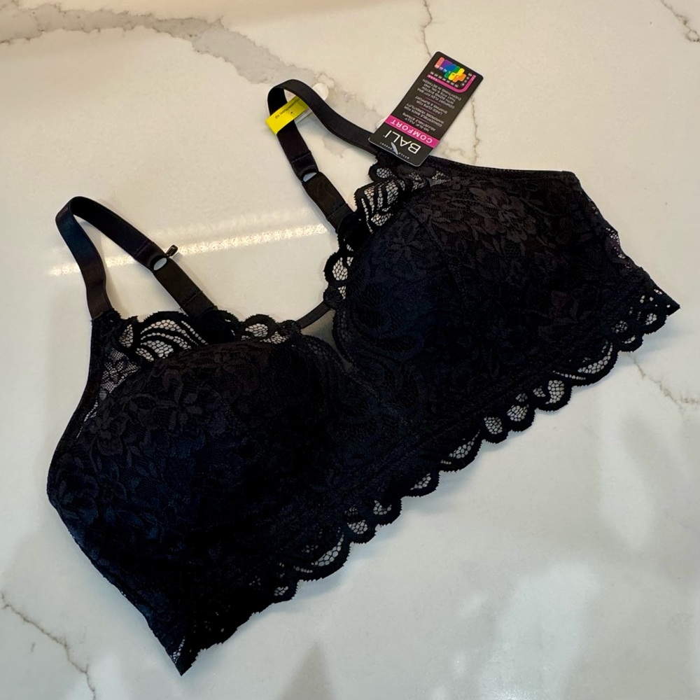 NWT Bali Black Lace Bralette M